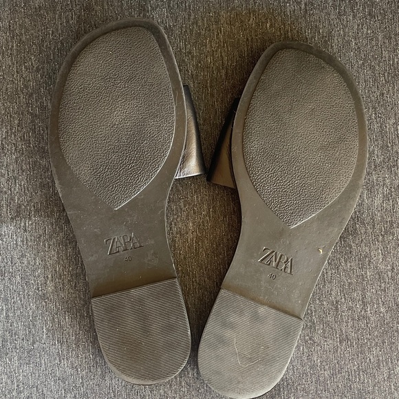ZARA super minimalistic slides sandals flats black leather EU 40 US 9,5 - Picture 10 of 10